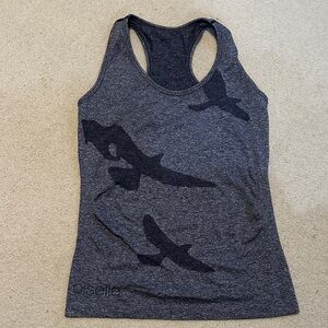 Oiselle Gray Tank Top with Black Bird Design